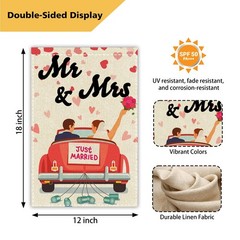 Mr & Mrs Garden Flag Just Married Engagement Yard Sign Double Sided 12×18 Inch
