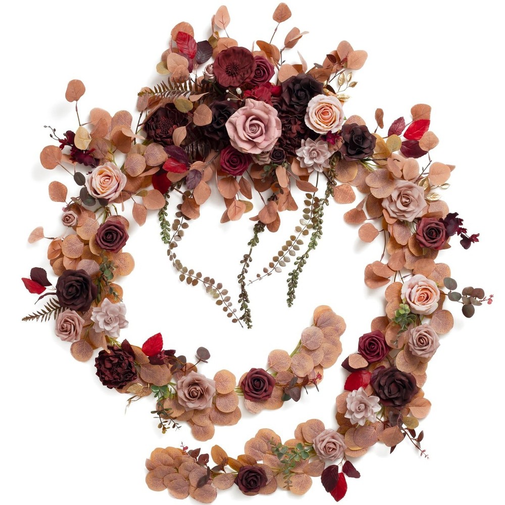 Ling’S Moment Lings Moment 9Ft Eucalyptus And Willow Leaf Garland White Flower