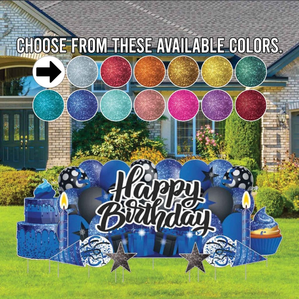 Oversized Happy Birthday Yard Card Display | 9pc Birthday Party Yard Signs