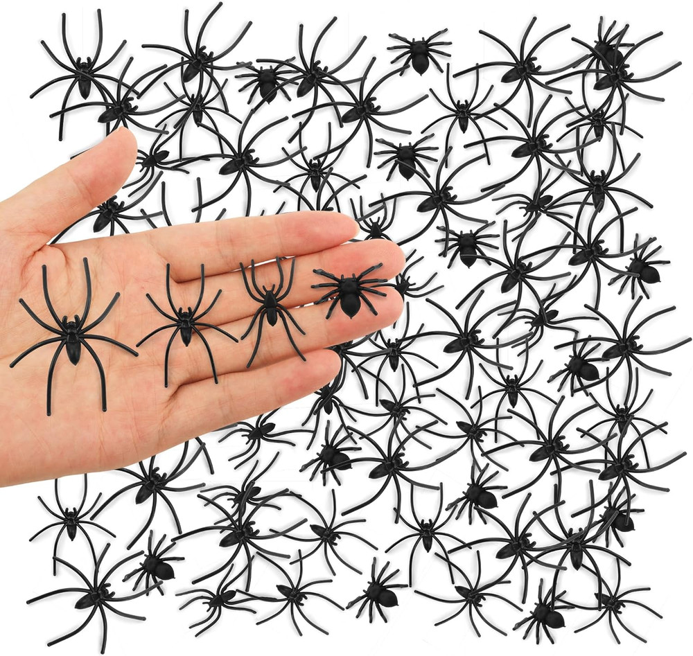 120 Pcs Plastic Fake Spiders Realistic Small Spiders Prank Props Party Decor