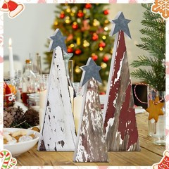 3 Pcs Rustic Christmas Tree Wooden Table Decorations Farmhouse Small Christma…