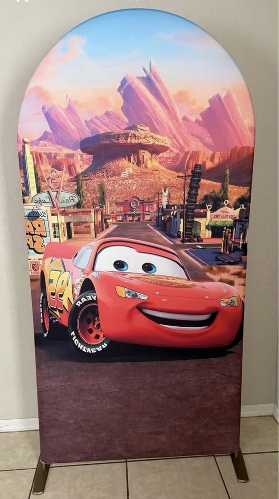 Disney Cars Lightning McQueen Birthday Arch Backdrop Cover 6.6ft