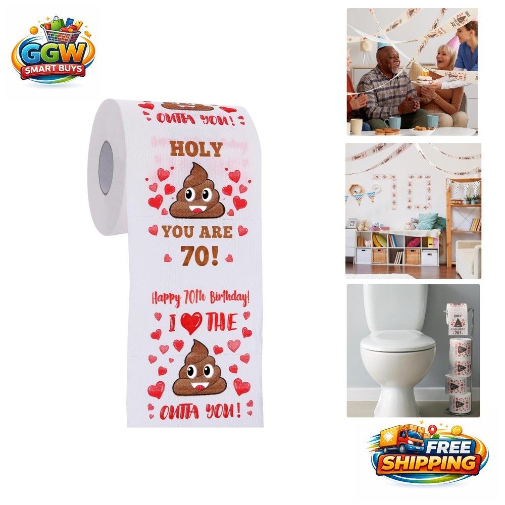 Unique 70th Birthday Party Essential: Comical 3-Ply Toilet Paper Gift Roll