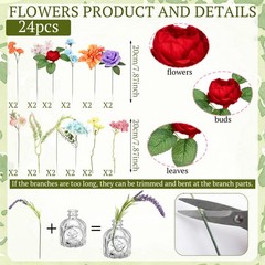36 PCS Artificial Silk Wildflower Table Centerpiece Flowers Vases Wedding