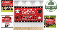 Red and Black Graduation Banner 2026 – Extra Large 72×44 Inch Party Decor