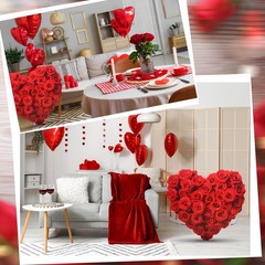 Bucherry 3.8 ft Red Roses Heart Cardboard Cutout Stand-up Life Size Large Hea…