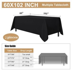 sancua 2 Pack Black Tablecloth 60 x 102 Inch, Rectangle 6 Feet Table Cloth – …