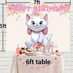 Marie Cat Party Supplies Party DecorationBackdrop Banner Background Vinyl 7x5ft