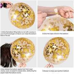 Black Gold Confetti Balloons 50 Pack – 12 Inch Gold White and Black Confetti Bal