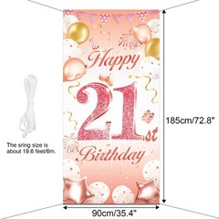 DPKOW Rose Gold 21st Birthday Party Decoration Girl Woman, M,