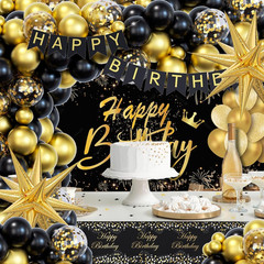 Black and Gold Birthday Decorations for Men Women, 71Pcs Black and Gold Party De