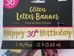30th Birthday – Cheerful – Glitter Banner – Party Decorations – Happy Birthday