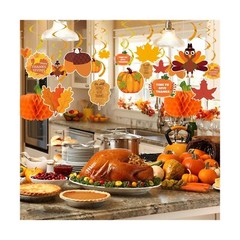 DAZONGE 40PCS Fall Thanksgiving Decor, Pre-Assembled Thanksgiving Banner & Ga…