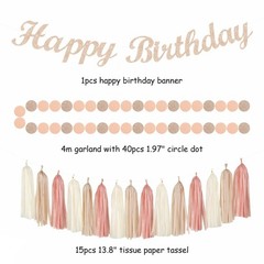 Blush-Pink Champagne Beige Happy-Birthday Party-Decorations – 31pcs 15th Wome…