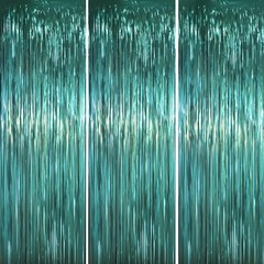 3 Pack 3.3 x 6.6 ft Dark Green Foil Fringe Backdrop Curtains, Tinsel Streamer…