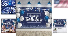 Lightweight & Washable Happy Birthday Backdrop, 72.8 x 43.3 In for Celebrations