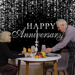Happy Anniversary Backdrop Glitter Black Silver Cheers to Marriage
