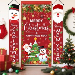 3Pcs Red Christmas Door Cover Snowflake Merry Christmas Banner Xmas New Year …