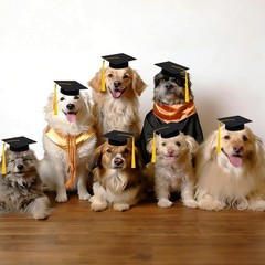 Mini Graduation Caps with Tassels 9 Pack Small Plush Toy Dog Decoration