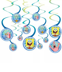 Spongebob Birthday Party Decorations Banner 12Pcs Swirls Patrick Squidward Crabs