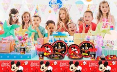 141Pcs Mickey Mouse Party Decoration Disney Party Supplies Tableware Plates Cups