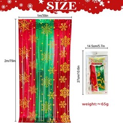 2pcs Christmas Backdrop Curtain Foil Fringe Curtain Santa Snowman Gift 3 x 6 ft