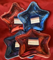 Star Shaped Foil Paper Party Plates Set of 4 (48 total) Red Blue New