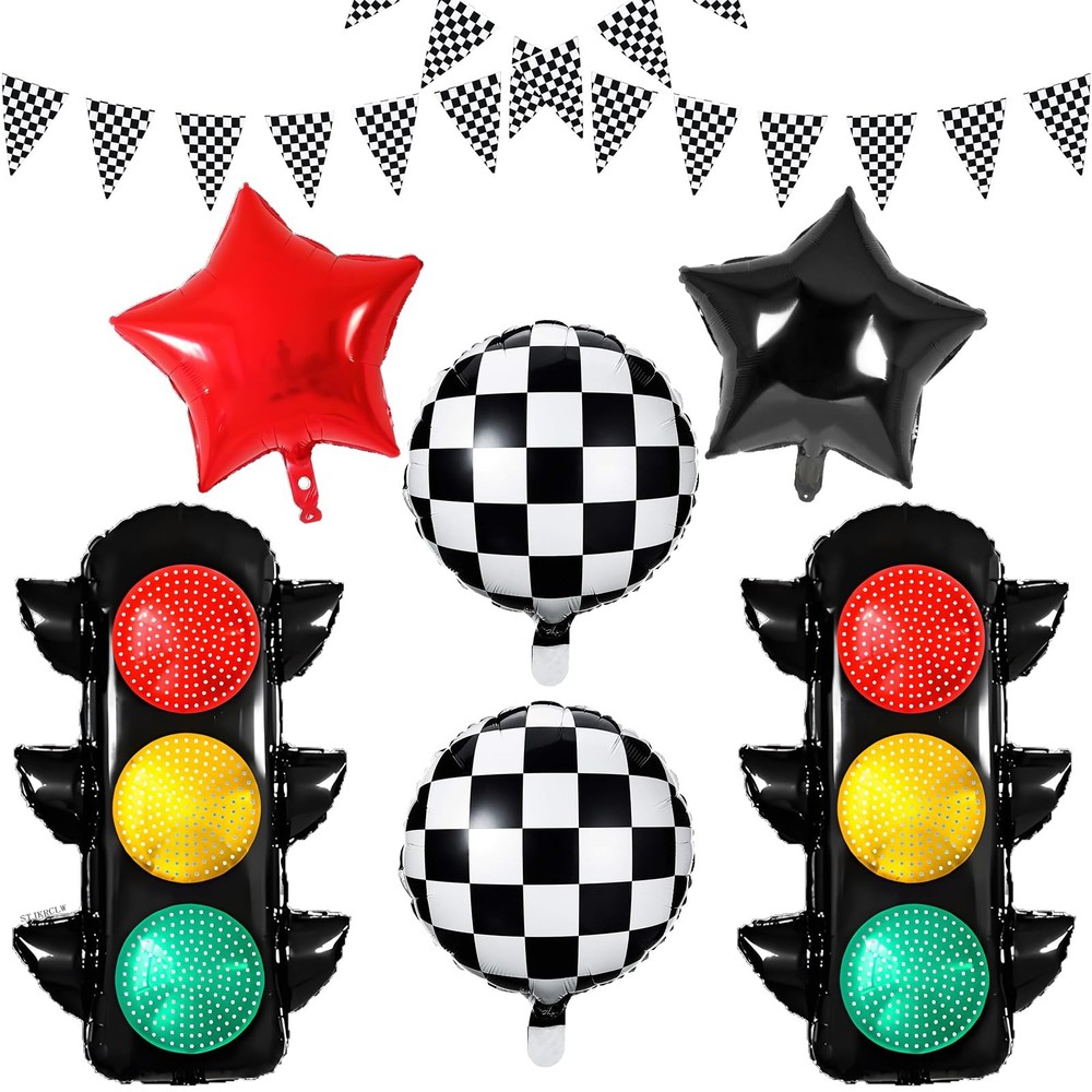 Race Car Birthday Party Decorations with Traffic Light Balloons,Automobile Pa…