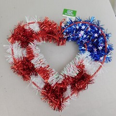Lot Patriotic Hanging Tinsel Party Decor American Flag Hat Stars & Hearts #3222
