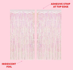 Decorations Iridescent Fringe Foil Curtain – Set of 2 | Bachelorette Party Brida
