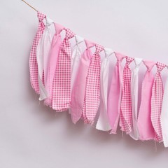 Pink and White Gingham Banner/Garland – First High Chair Banner,Gingham Garla…