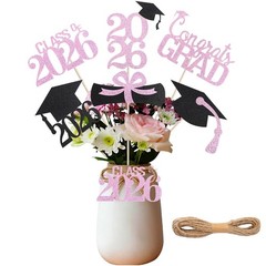 Graduation Decorations 2026, 24 PCS Black and Pink Graduation Centerpieces fo…