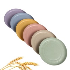 CAMBUY Wheat Straw Plates Lightweight Unbreakable Small, Small Multicolour