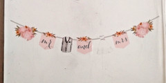 Papyrus Wedding Shower Decorative Banner “Mr. and Mrs.” Floral, Tuxedo & Dress