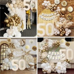 50th Birthday Decorations, Happy 50th Birthday Decorations White and Gold Bal…