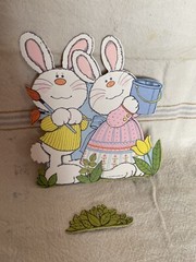 Vintage Hallmark Easter Bunny Table Top Honeycomb Decor Painted Easter Egg