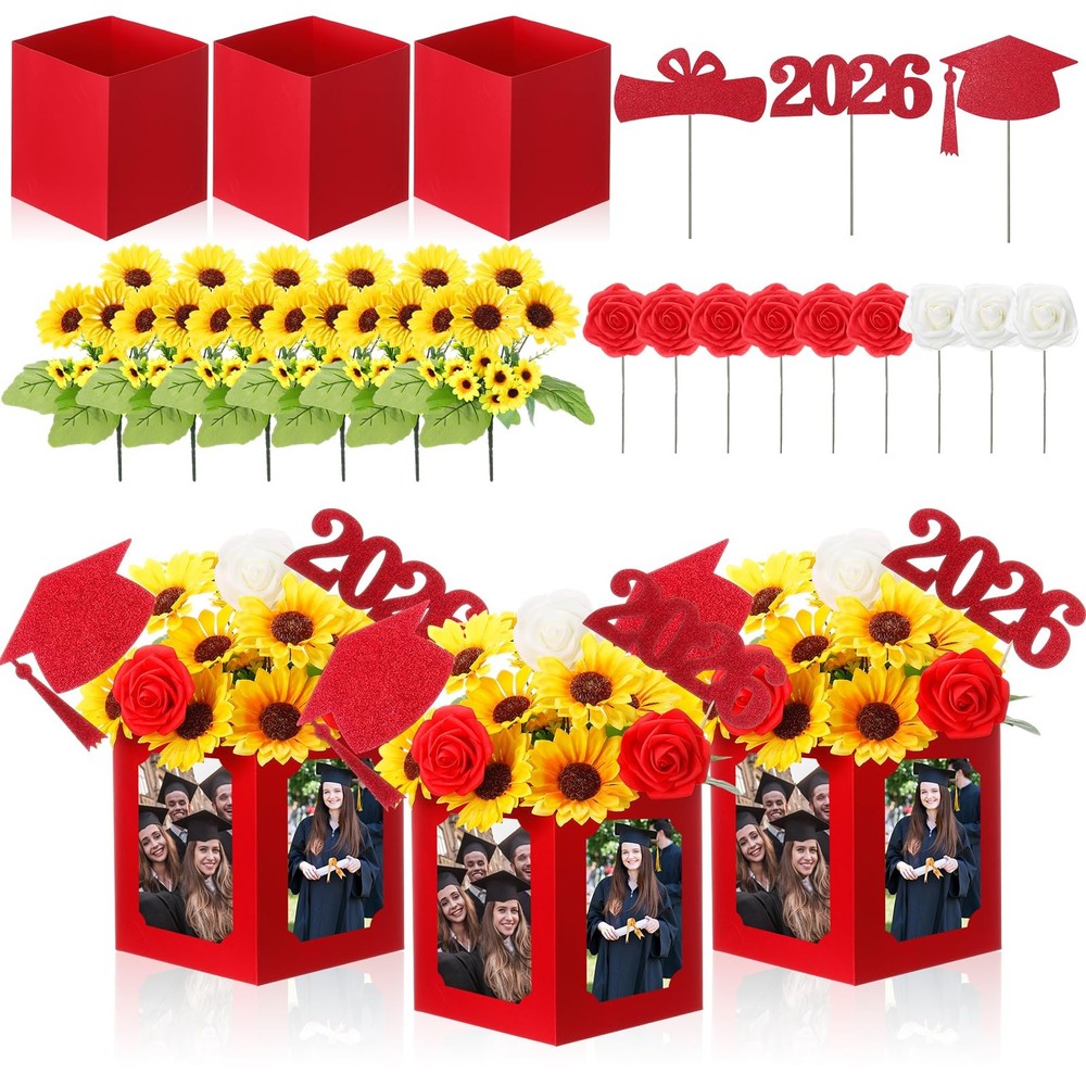 24 Pcs Class of 2026 Graduation Table Centerpieces Decor 6/7 Inch Graduation …