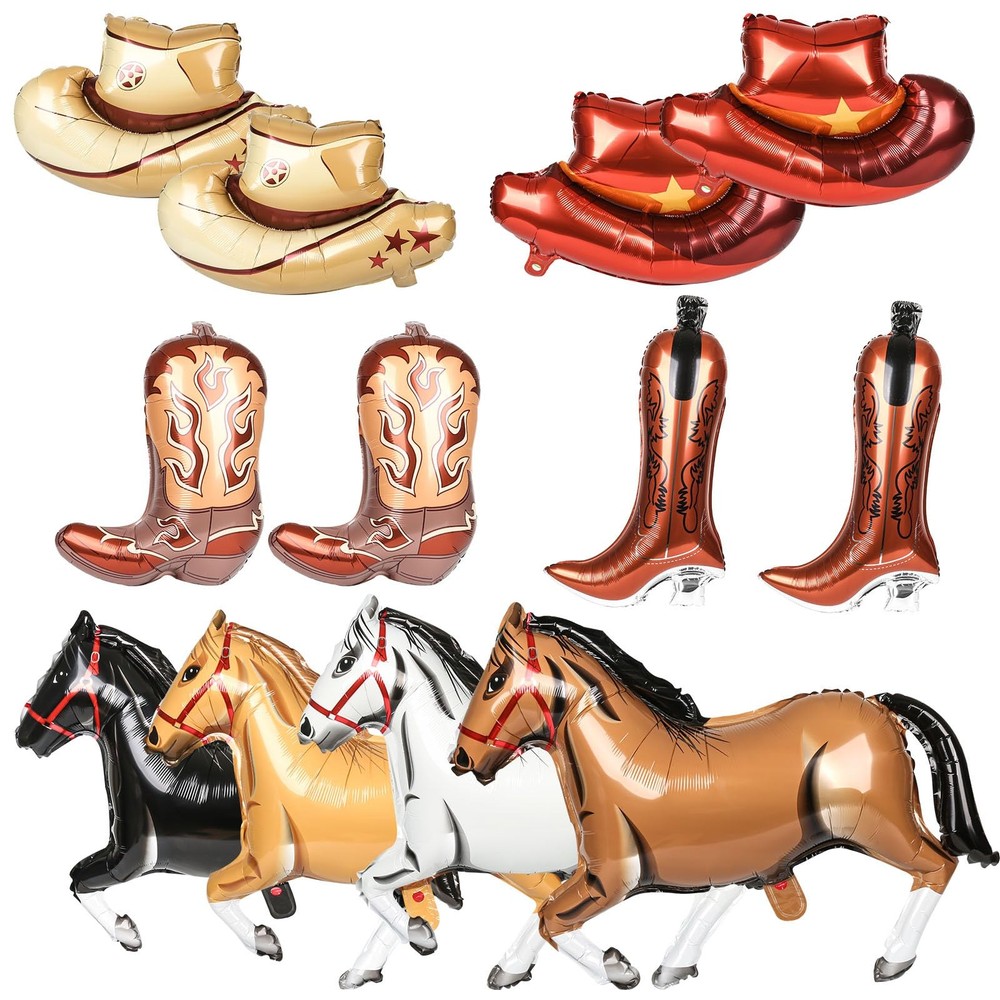 Cowboy Balloons Kit – 12 Pcs Western Themed Balloons | 4 Pcs Horse Balloons, …