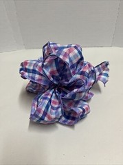 12 Blue, Pink And White Plaid Bows For Party Decorations, Baby Showers