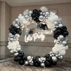 Black and Silver Balloons Garland Kit,119pcs Black White Metallic Silver and Sil