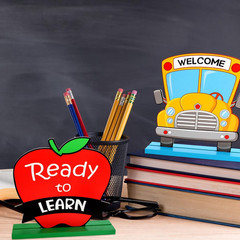 4 Pcs Back to School Decorations First Day of School Decorations Wooden Table Si
