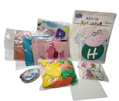 Peppa Pig Birthday Decoration Pack Foil Latex Ballons Banner Cupcake Toppers