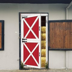 1 Pc Farm Barn-Door Polyester Door Cover, 72.83″x35.43″ Half Open Barn-Door P…