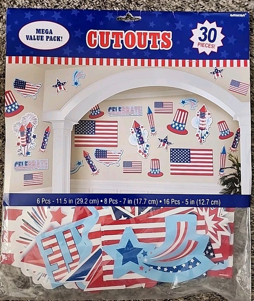 Independence Day Cutouts Patriotic Election 30 Pieces Various Sizes