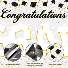 Large Graduation Photo Banner Decorations 72×44 Inch,Graduate White