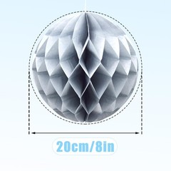8 PCS Paper Honeycomb Balls Decoration 8 Inch Flower Party Hanging Decor Gray