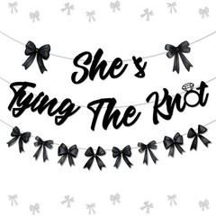 Black Bow Bridal Shower Decorations She’s Tying The Knot Banner Bow Tie Garla…