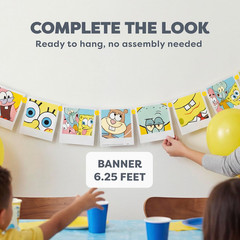 Spongebob Table Cloth and Birthday Banner | Spongebob Birthday Decorations and P