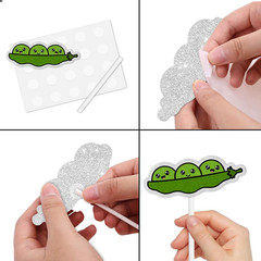 18Pcs Green Glitter Cute Peas Dessert Cupcake Topper Traditional Funny Vegetable