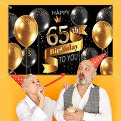 Happy 65th Birthday Backdrop Banner – 65 Birthday Party Decorations Supplies …